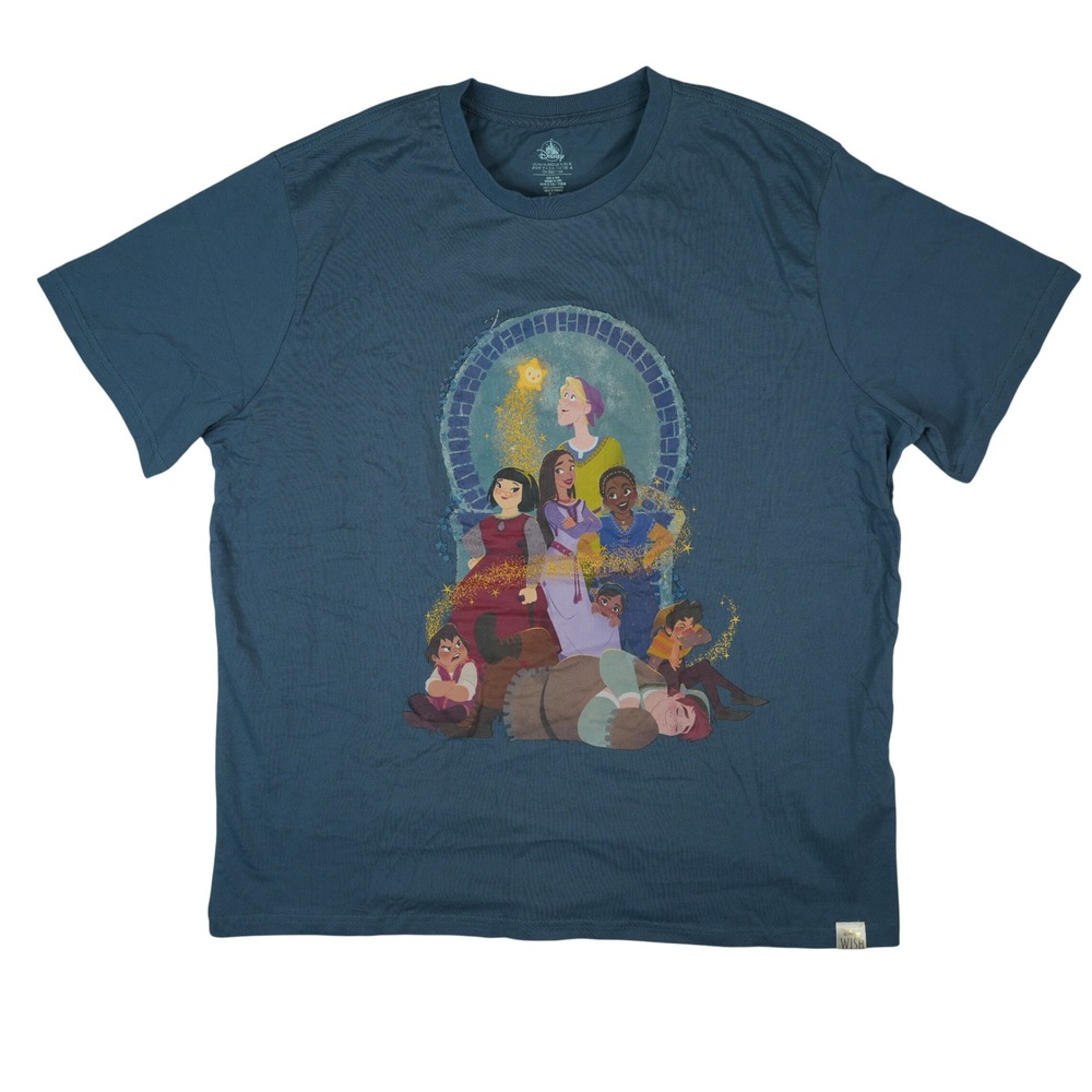 Disney Wish Movie Graphic T-Shirt Unisex XL Blue Organic Cotton Short Sleeve Tee